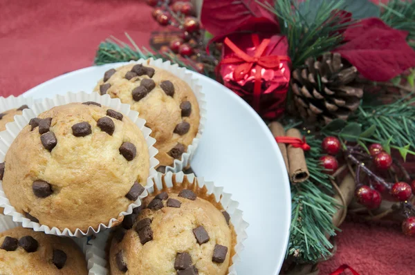 Muffins de chocolate de Navidad — Foto de Stock