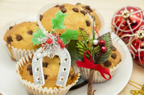 Bolos de chocolate de Natal — Fotografia de Stock