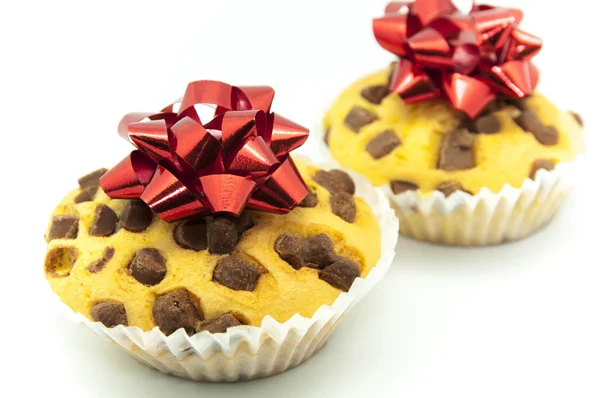 Christmas muffins with chocolate chips — Stock Photo, Image