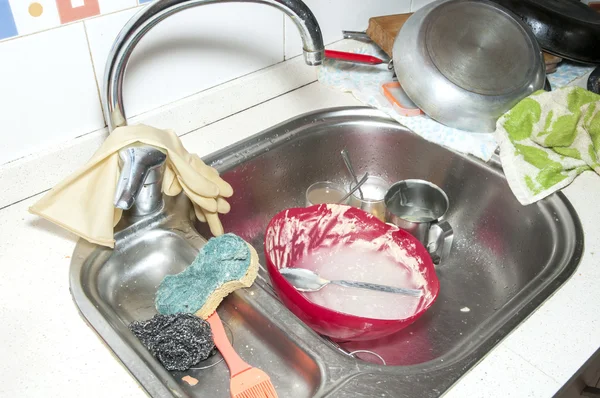 Sink with dishes — Stock Photo, Image