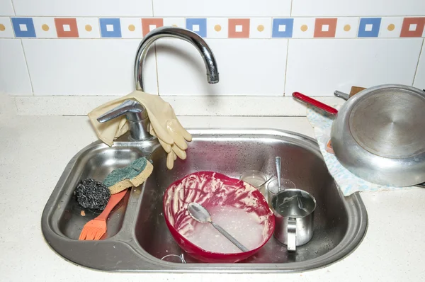 Sink with dishes — Stock Photo, Image