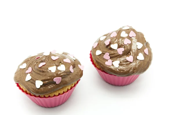 Cupcakes with hearts — Stock Photo, Image