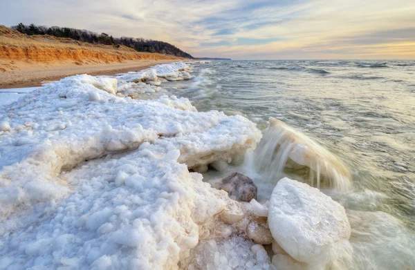 Vintern, lake michigan — Stockfoto