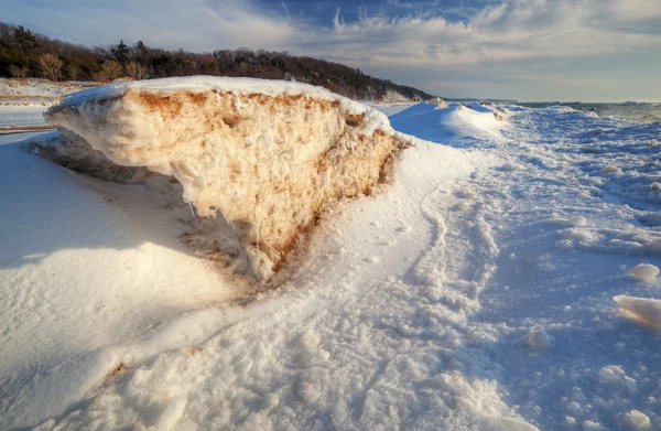 Inverno, Lago Michigan Shoreline — Fotografia de Stock