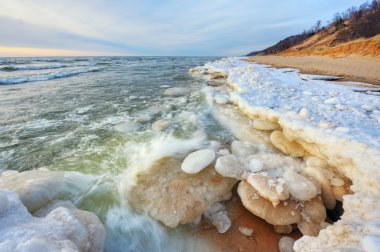 kış, michigan Gölü kıyısındaki