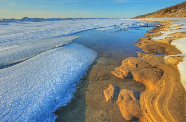 Winter lake michigan in saugatuck dunes — Stockfoto