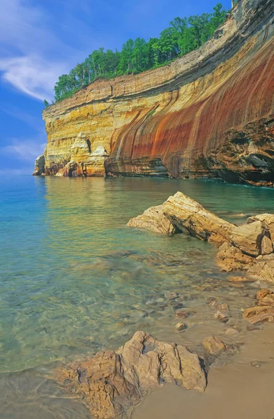 Landscape Mineral Stained Cliff Pictured Rocks National Lakeshore Michigan Upper — Stock Photo, Image