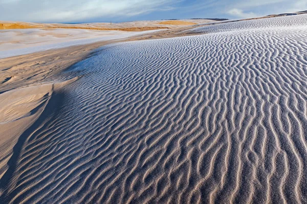 Téli Táj Napkeltekor Silver Lake Sand Dunes Silver Lake State — Stock Fotó