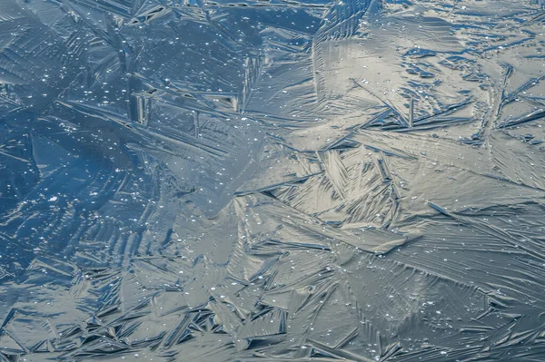 Winter Close Abstract Silvery Blue Ice Pattern Lake Doster Michigan — Fotografia de Stock