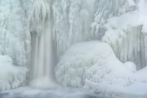 Winter Landscape Cascade Captured Motion Blur Framed Ice Comstock Creek — Stock Photo, Image