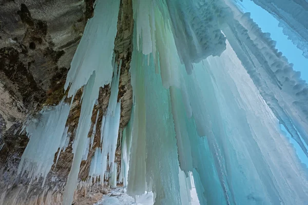 Paysage Intérieur Une Grotte Glace Tachée Minéraux Grand Island National — Photo