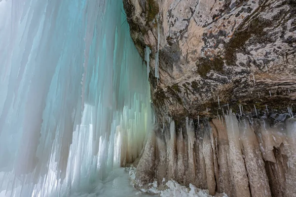 Landscape Mineral Stained Ice Cave Interior Grand Island National Recreation — Stock Photo, Image