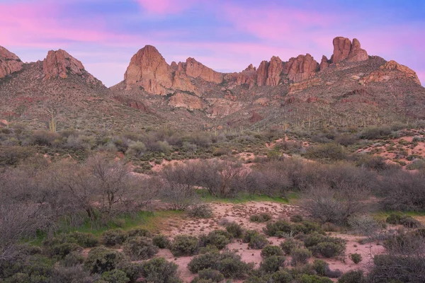 Spring Landscape Superstition Wilderness Area Twilight Apache Trail Tonto National — Stock Photo, Image