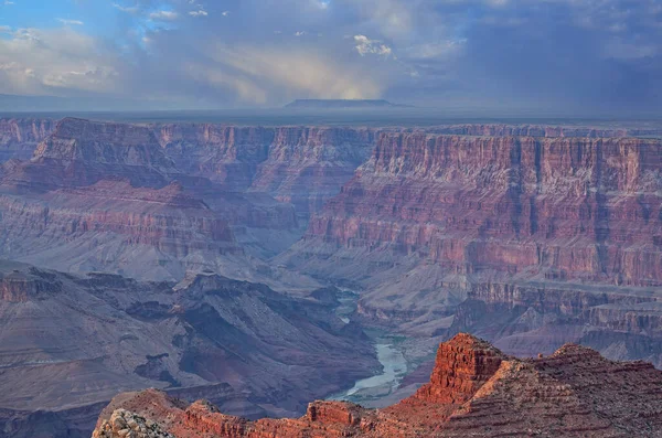 Tájkép Naplemente Közelében Kilátással Colorado Folyó South Rim Grand Canyon — Stock Fotó