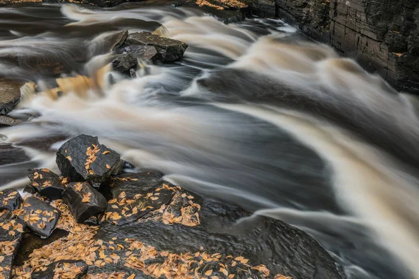 Autumn Landscape Sturgeon River Rapids Captured Motion Blur Michigan Upper — Stock Photo, Image