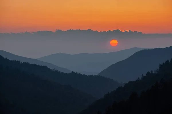 Τοπίο Στο Ηλιοβασίλεμα Από Morton Overlook Great Smoky Mountains National — Φωτογραφία Αρχείου