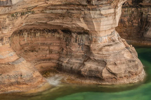 Landscape Eroded Sandstone Shoreline Lake Superior Pictured Rocks National Lakeshore — Stockfoto