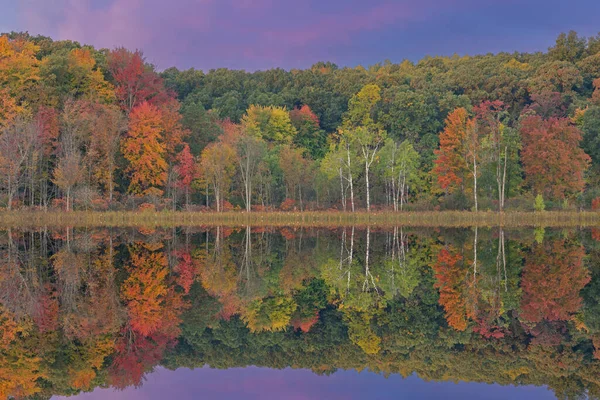 Autumn Landscape Dawn Shoreline Deep Lake Yankee Springs State Park — Stockfoto