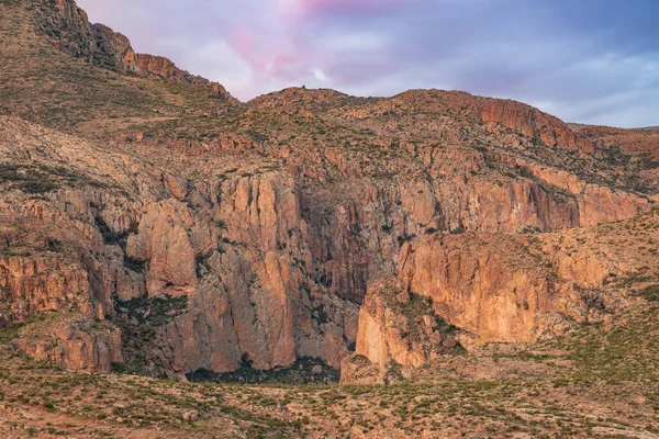 Paesaggio Primaverile Della Superstition Wilderness Area Crepuscolo Apache Trail Tonto — Foto Stock
