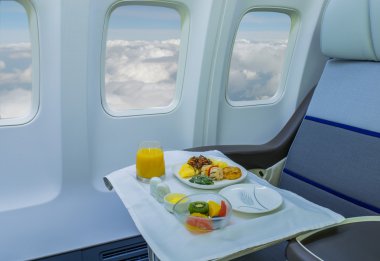 Lunch on board of airplane