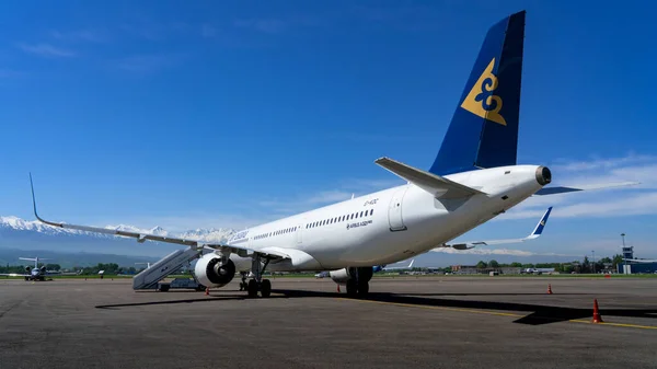 Transport Aircraft Air Astana Company Public Airport Sunny Day Stock Picture