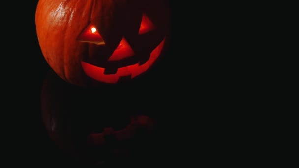 Halloween Świecące Dynia Jack Latarnia Czarnym Tle — Wideo stockowe