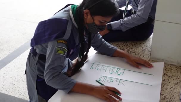 Bangladesh Juli 2021 Några Tjejer Från Bangladesh Girl Guides Team — Stockvideo