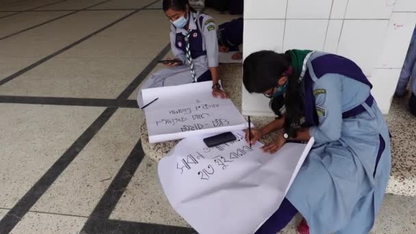 Bangladesh Juli 2021 Några Tjejer Från Bangladesh Girl Guides Team — Stockvideo