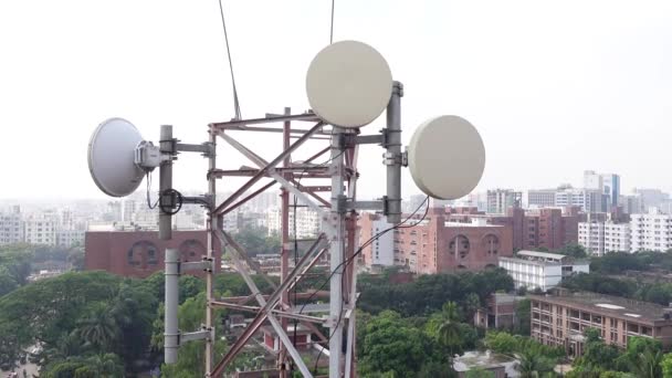 Wewnątrz Dhaka City Góry Widok Bliski Widok Wieży Telekomunikacyjnej Nadajnik — Wideo stockowe