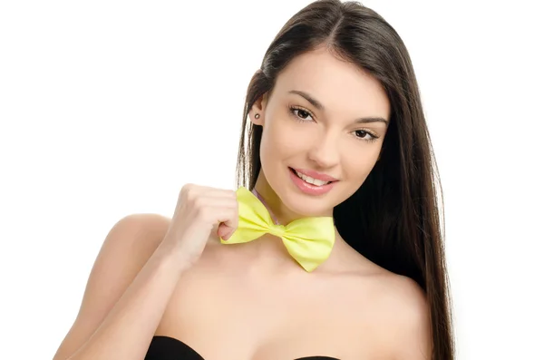 Girl with bow tie. — Stock Photo, Image