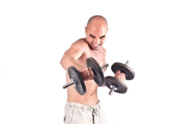 Strong man lifting weights. — Stock Photo, Image