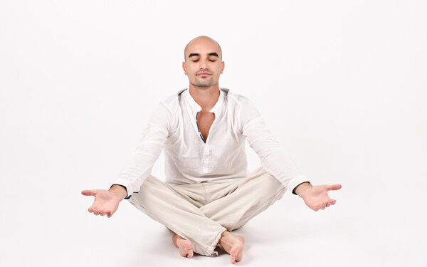 Spiritual man praying and meditating.