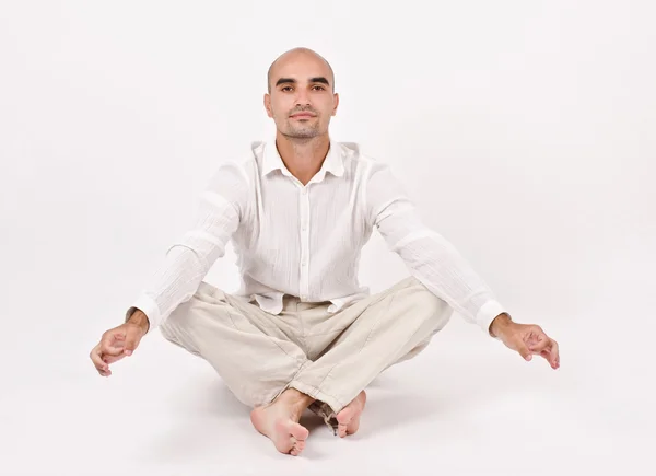 Spiritual man praying and meditating. — Stock Photo, Image