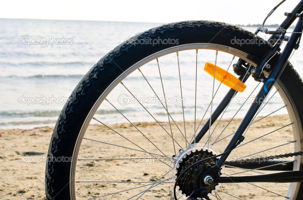 Close up on a bike wheel.