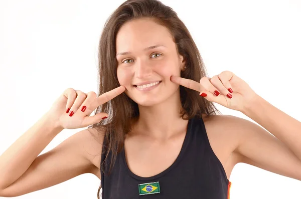 Menina brasileira bonita sorrindo . — Fotografia de Stock