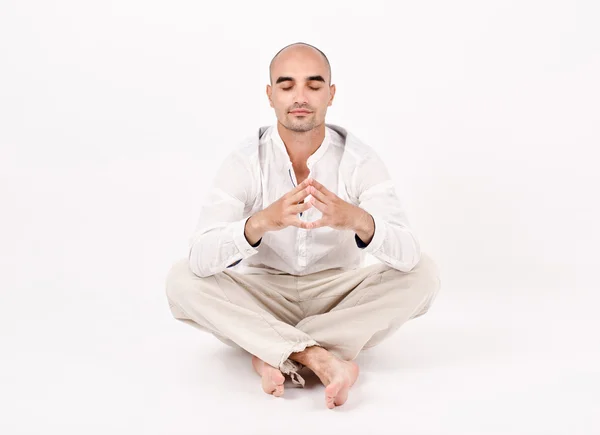 Man in yoga position. — Stock Photo, Image