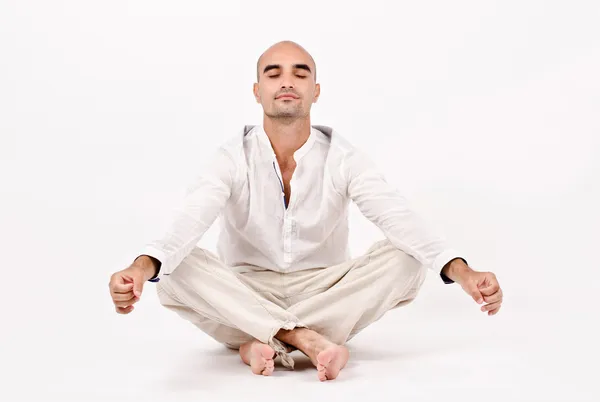 Man in yoga position. — Stock Photo, Image