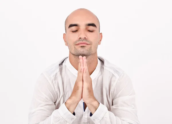 Spiritual man praying and meditating. — Stock Photo, Image