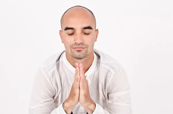 Spiritueller Mann betet und meditiert. — Stockfoto