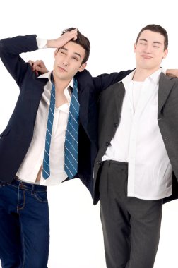 iş adamları ateş, üzgün. kriz nedeniyle işsiz. Erkekleri sarhoş.