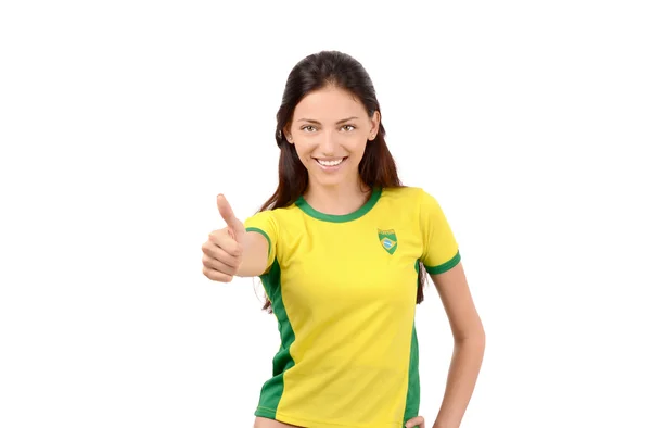 Tummen upp för Brasilien. — Stockfoto