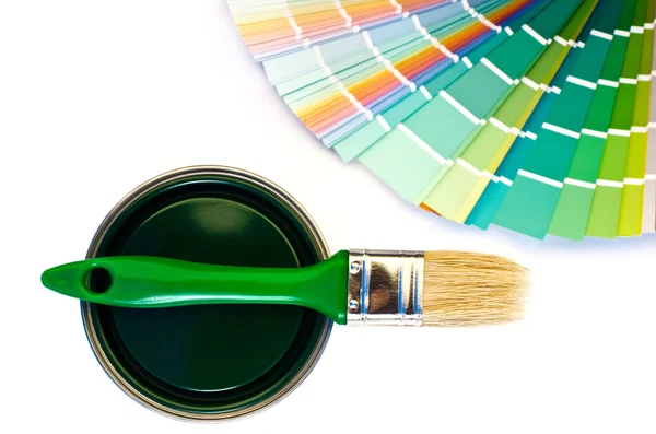 Green paint and swatch. — Stock Photo, Image