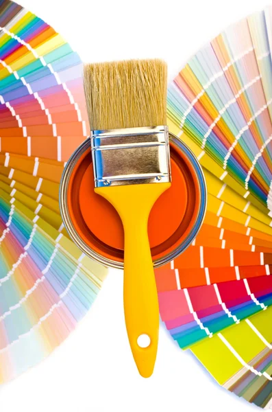 Orange paint and swatches. — Stock Photo, Image