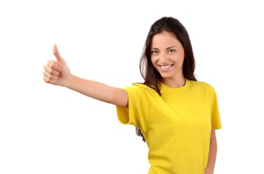 Sarı tişört imza ile mutlu kız yaşasın.