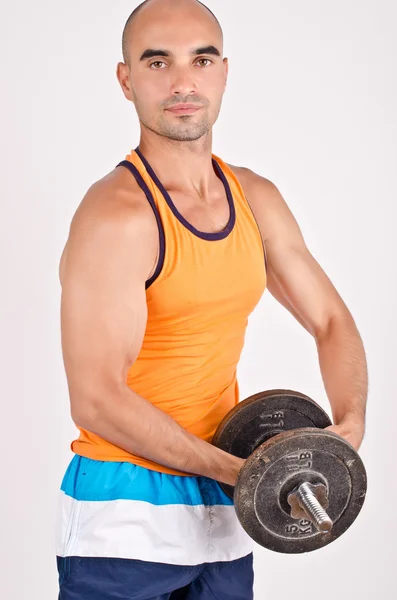 Strong man lifting weights. — Stock Photo, Image