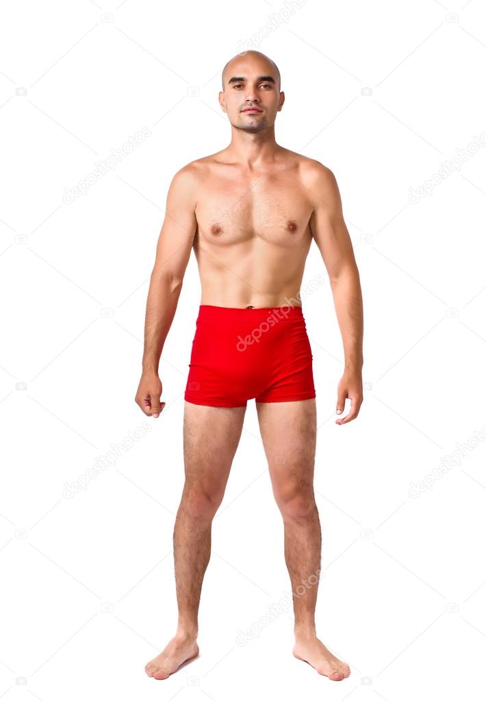Full body of fit muscular man wearing only red underwear. Stock Photo by  ©luanateutzi 35290825