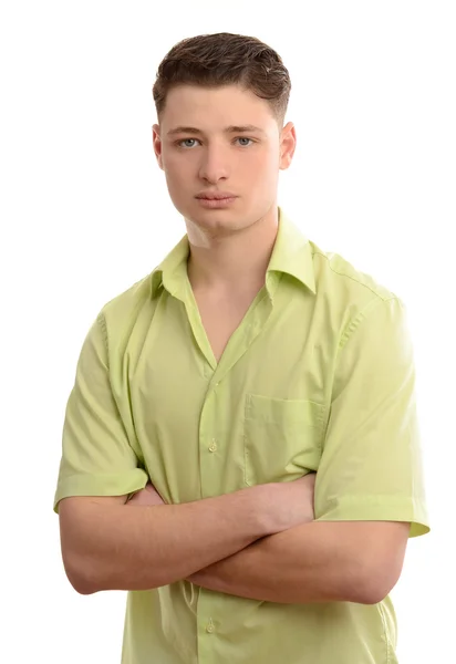 Relaxed man standing with the hands crossed waiting. — Stock Photo, Image