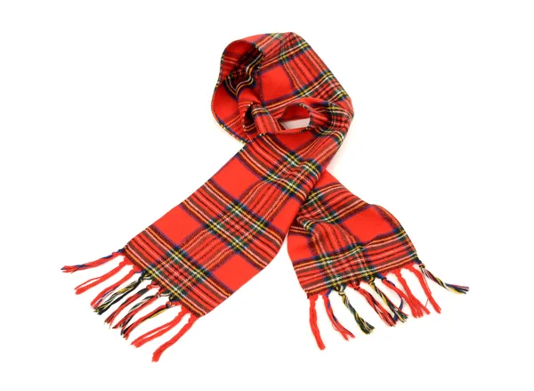 Tartan winter scarf with fringe. — Stock Photo, Image