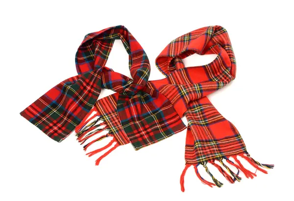 Tartan winter scarves with fringe. — Stock Photo, Image