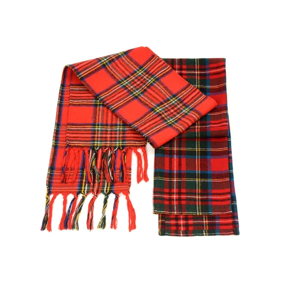 Tartan winter scarves with fringe. — Stock Photo, Image